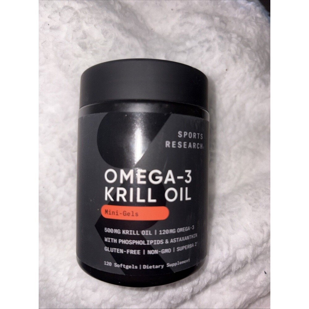 Sports Research Omega 3 Krill Oil New Sealed 120 softgels Exp 11/2028